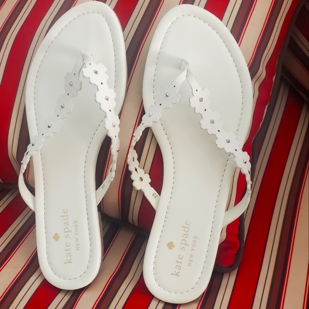Kate Spade White Floral Sandals 8b Women